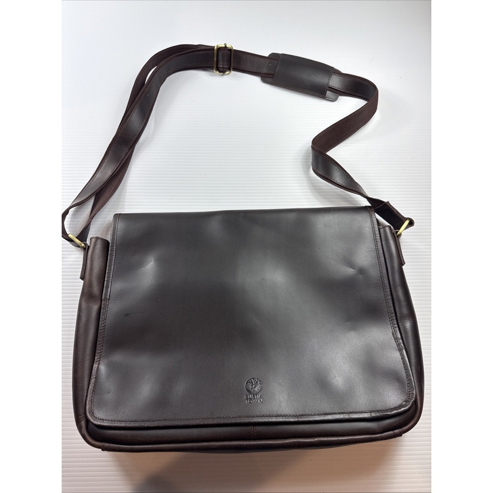 Rustic Town leather messenger‎ Laptop Shoulder bag Brown 16x13x3.5"